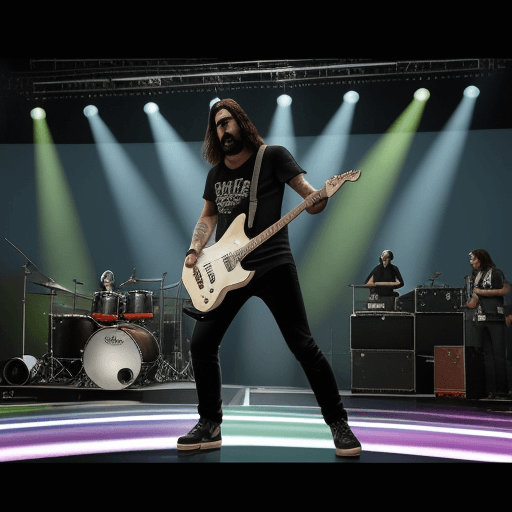 AI generated: "Quero uma ilustração 3D realista da Liga da Justiça Sem Limites tocando em uma banda de rock. A cen...