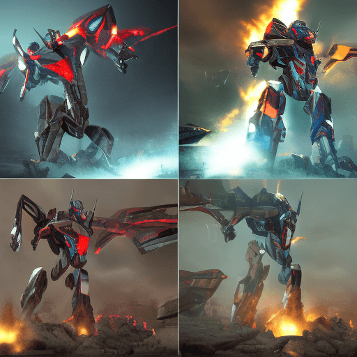 AI generated: gaming cut scene, centered image, actual and perfect scale of transformers megatron decepticon leade...