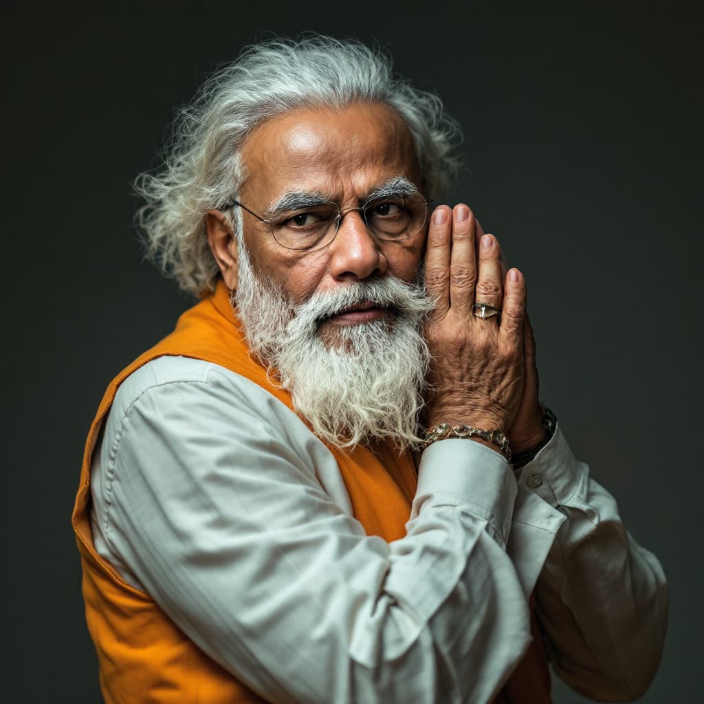 AI generated: narendra modi half body photography