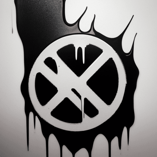 AI generated: black and white stencil of paint dripping logo
