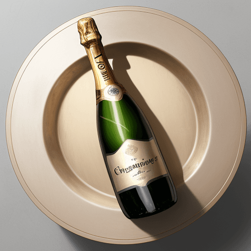 AI generated: Champagne bottle, top view