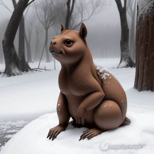 AI generated: capibara en medio de un nevado cubierto de bosque incendiandose
