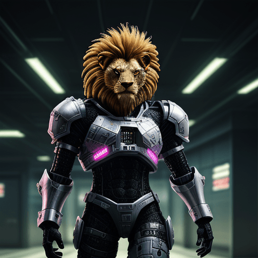 AI generated: Armored Lion, cyber punk style