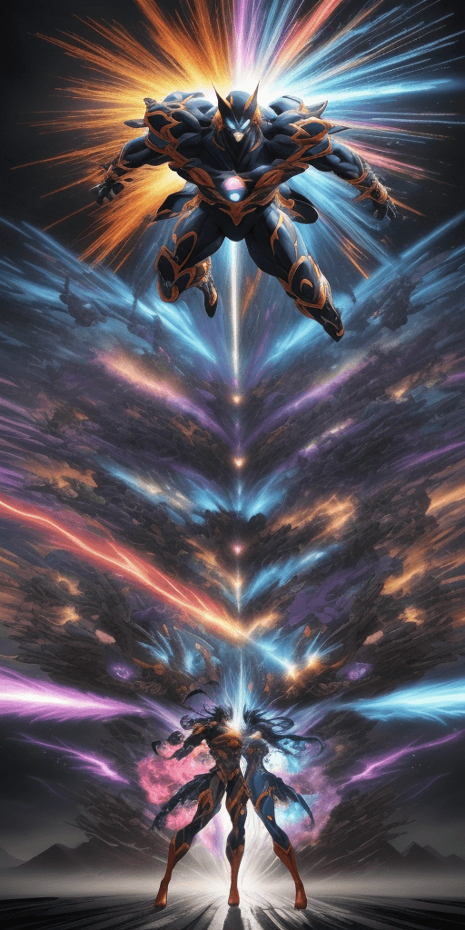 AI generated: (best quality,16k,4d,rfktrstyle:1.2),anime art at its best,explosive action,super beings,never seen ...