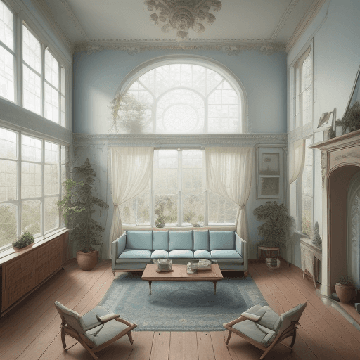 AI generated: High resolution photography interior design, dreamy sunken living room conversation pit, wooden floo...