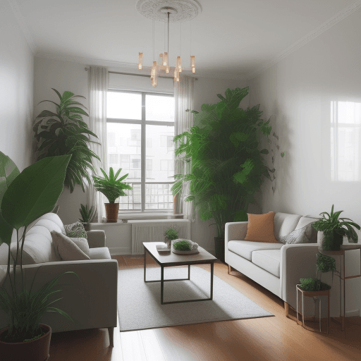 AI generated: Apartment with beautiful interior plants everywhere