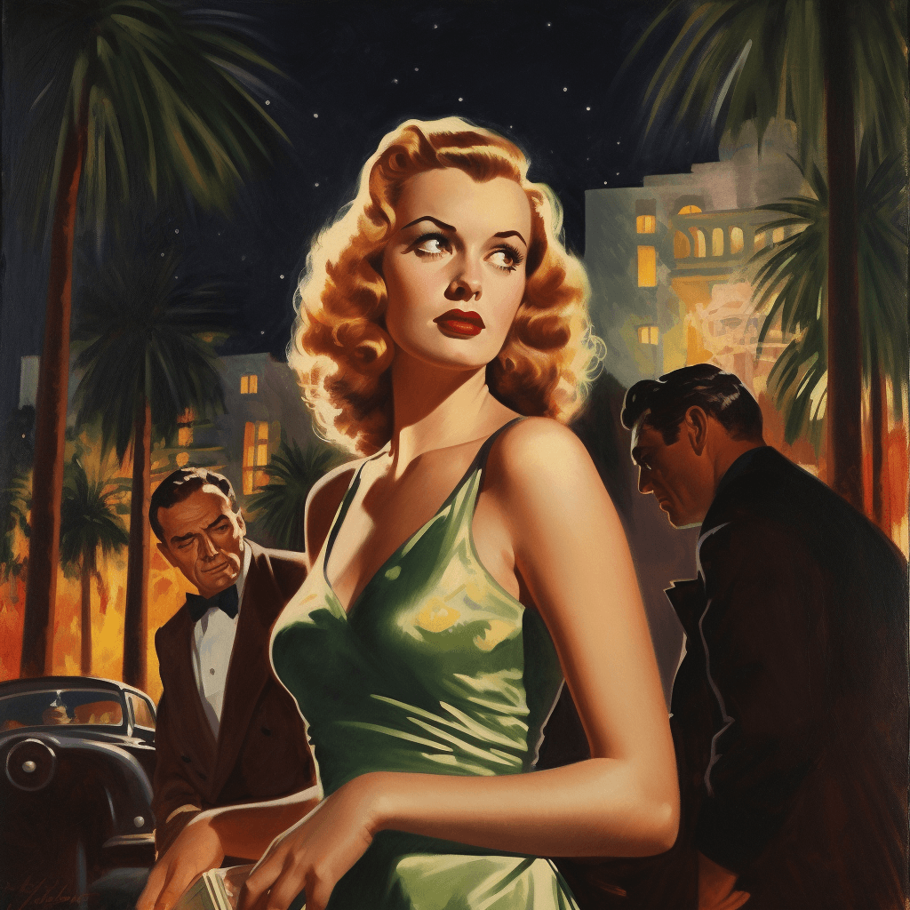 AI generated: hollywood pulp, clamor, crime