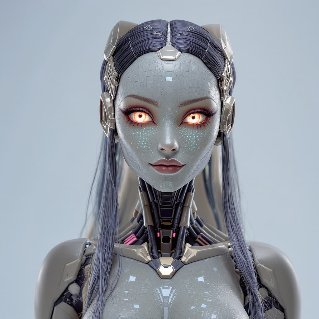 AI generated: Create an image of AI Puppetry. The merging of biology and technology into one being. What would a c...