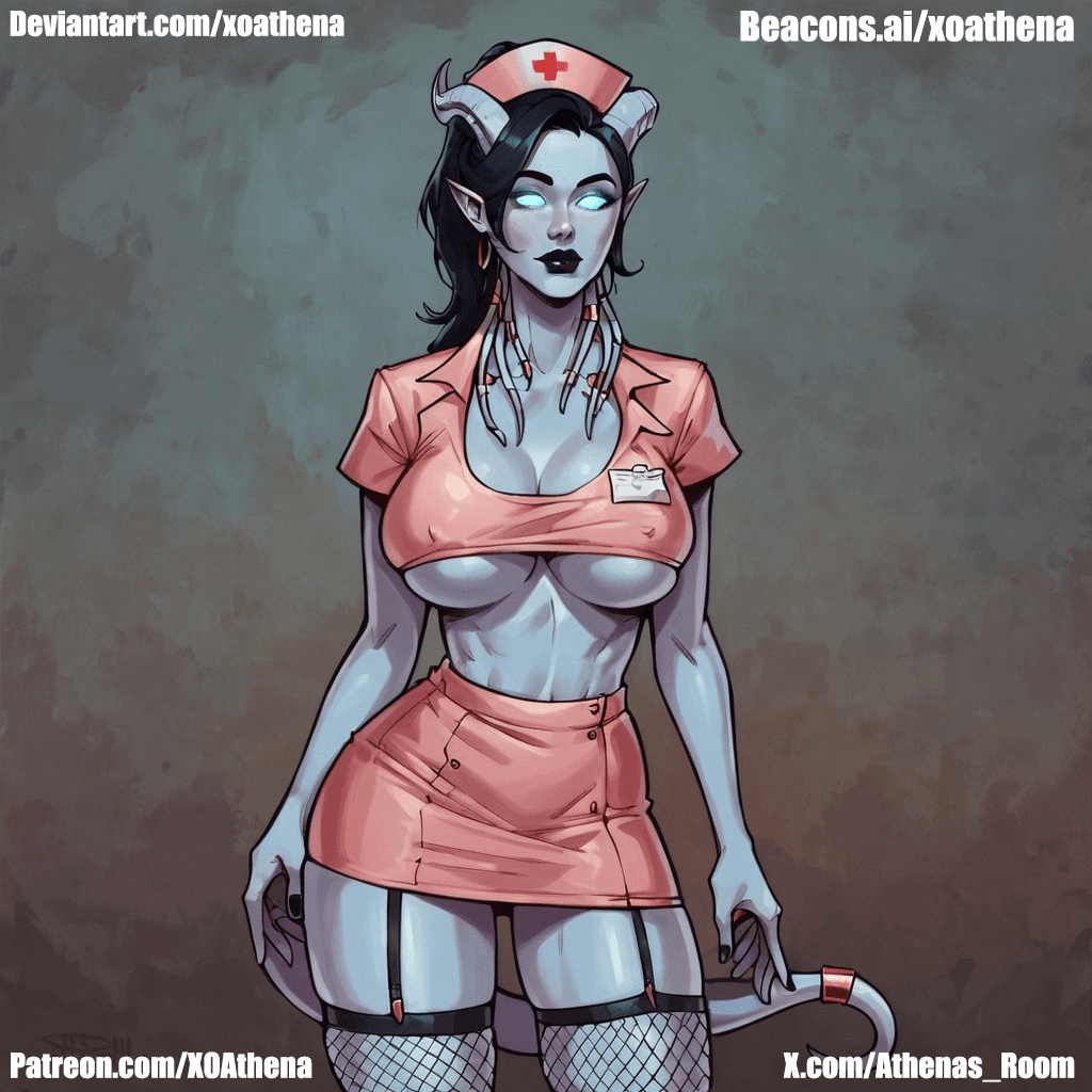 AI generated: 1girl, draenei, nurse, white skin