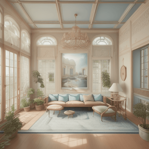 AI generated: High resolution photography interior design, dreamy sunken living room conversation pit, wooden floo...