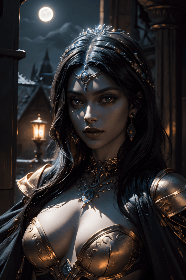 AI generated: queen of the damned, night, moonlight, (((masterpiece:1 0))), (hyperrealism:1 5), High Detail RAW co...