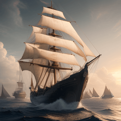 AI generated: Photo of a ultra realistic sailing ship, dramatic light, pale sunrise, cinematic lighting, battered,...