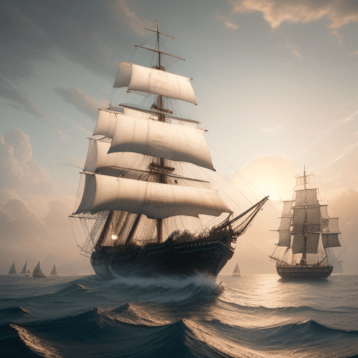 AI generated: Photo of a ultra realistic sailing ship, dramatic light, pale sunrise, cinematic lighting, battered,...