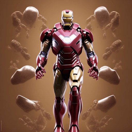 AI generated: Produisez une illustration technique détaillée de l'armure d'Iron Man, présentant une conception en ...