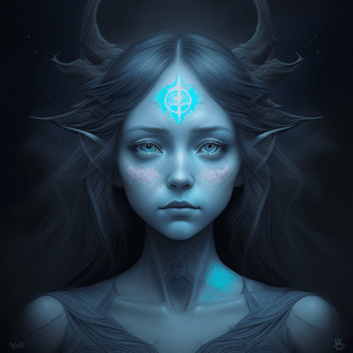 AI generated: photo illustration from a world in the clouds the stars art group (xing xing) , dark indigo and ligh...