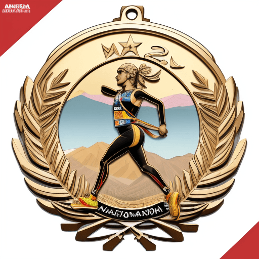 AI generated: Create a unique medal celebrating the marathon competition in Caracas in 2024! The round medal must ...