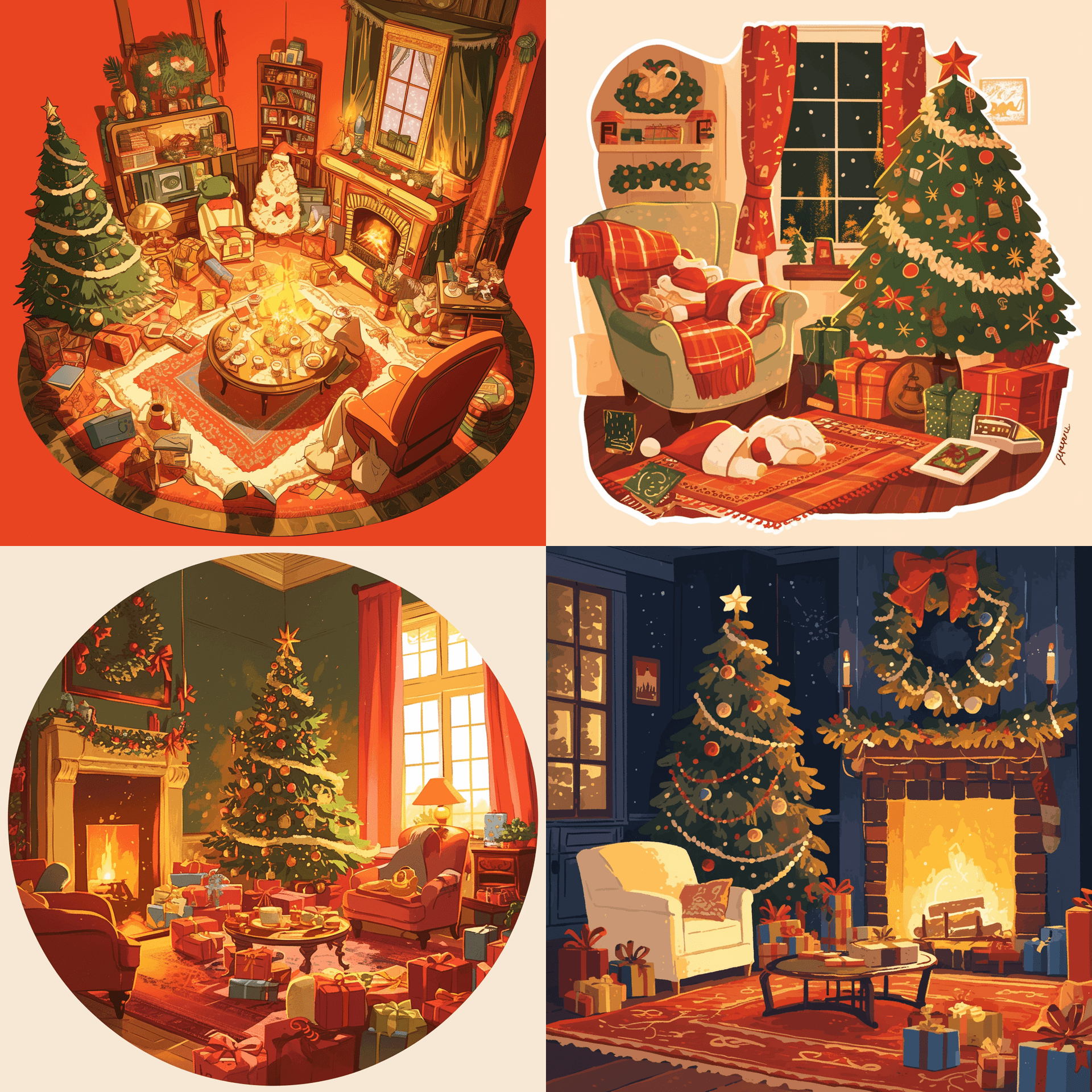 AI generated: Design a sticker that captures the essence of a typical warming home on christmas day, colonial-styl...