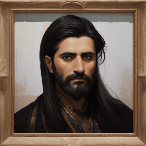 AI generated: a painting of a dark-haired man, in the style of realistic color palette, arabesque, portraits with ...