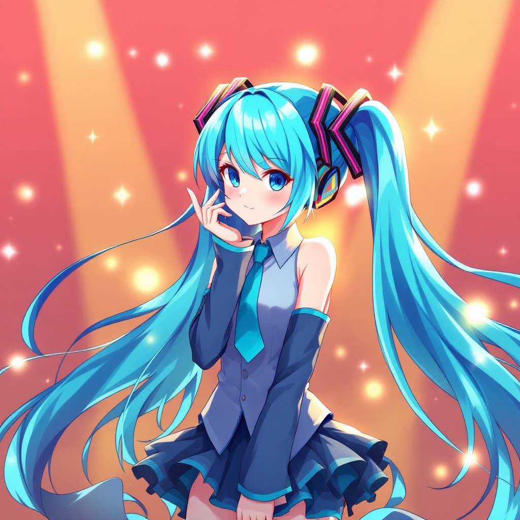 AI generated: anime miku sing long Hair
