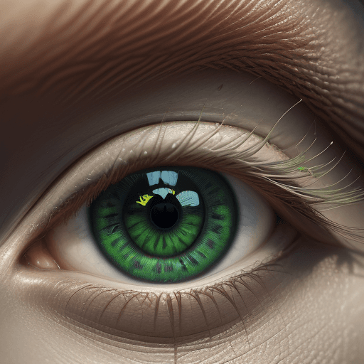 AI generated: close up photography, green eye, dramatic and stunning award winning photo, dramatic linear delicacy...