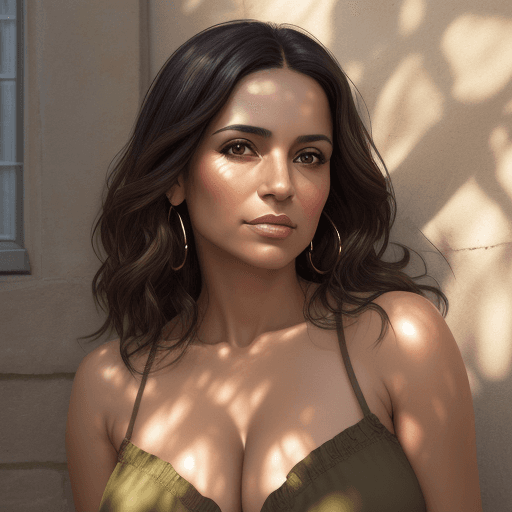 AI generated: A 35 yo latin woman in a delightful afternoon. This portrait is the best representation of female be...