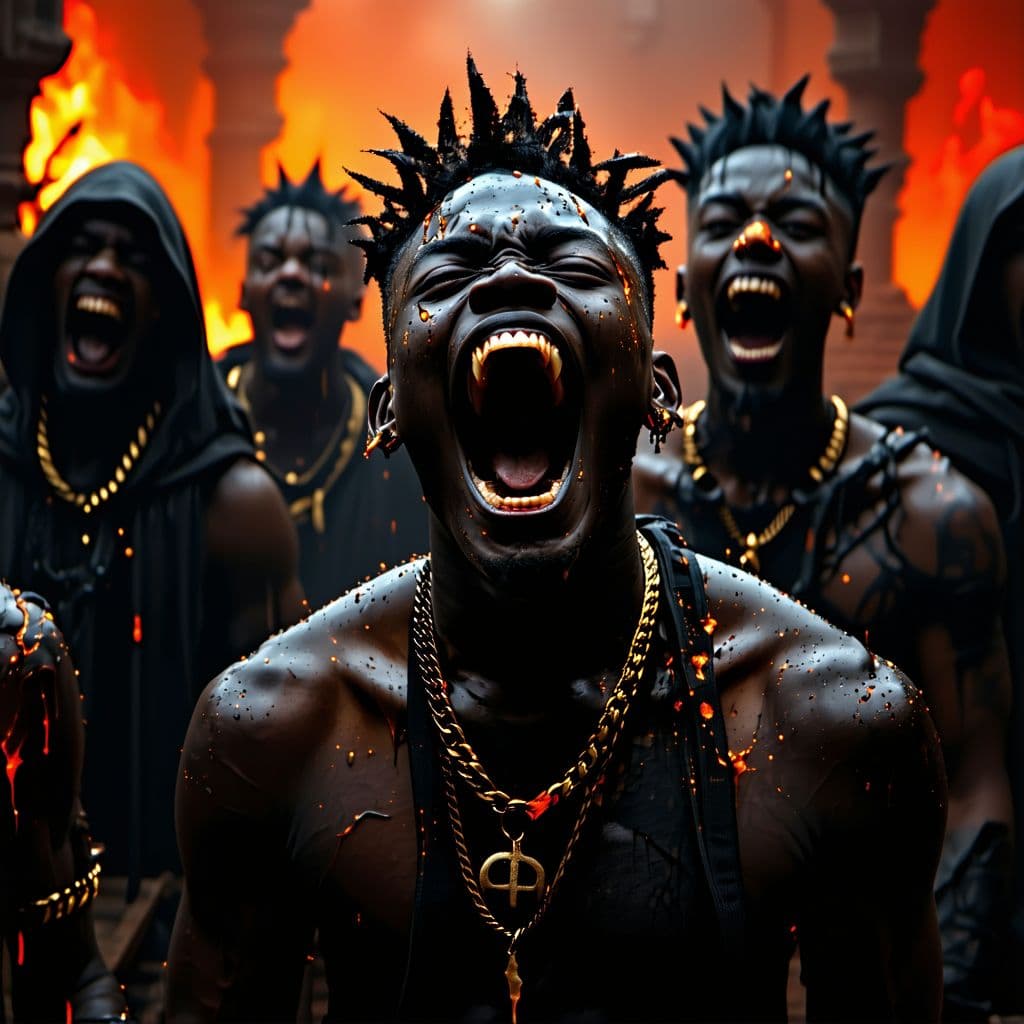 AI generated: ksi, kai cenat, ricegum, in hell, suffering