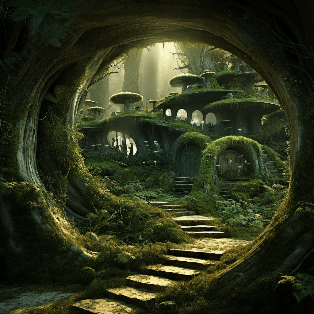 AI generated: green moss in the forest, in the style of matthias grünewald, organic form, kazimierz dąbrowski, sve...