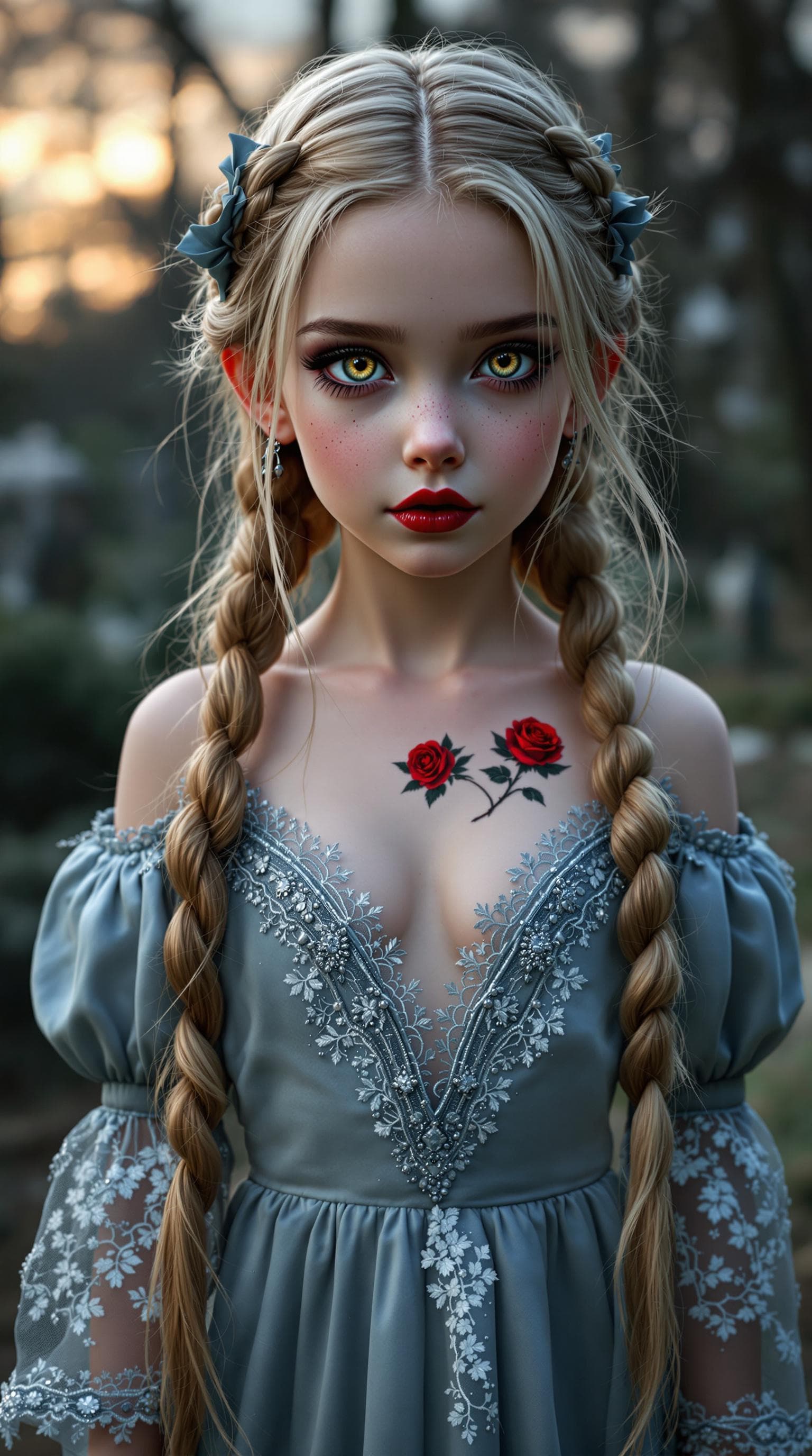 AI generated: a professional photo of a exceptionally of the most beautiful Russian vampire girl in the world, (ag...