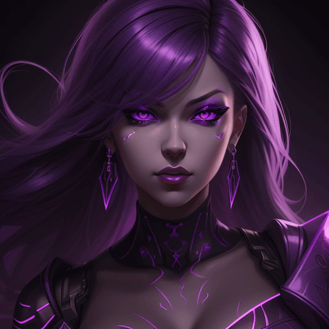 AI generated: a close up of a woman with a purple background and a purple background, painted in the arcane style,...