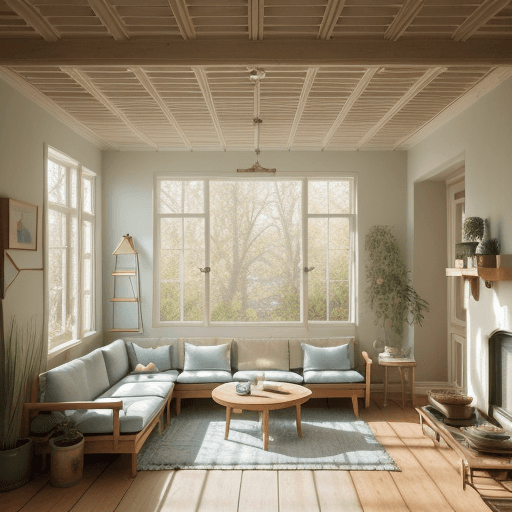 AI generated: High resolution photography interior design, dreamy sunken living room conversation pit, wooden floo...