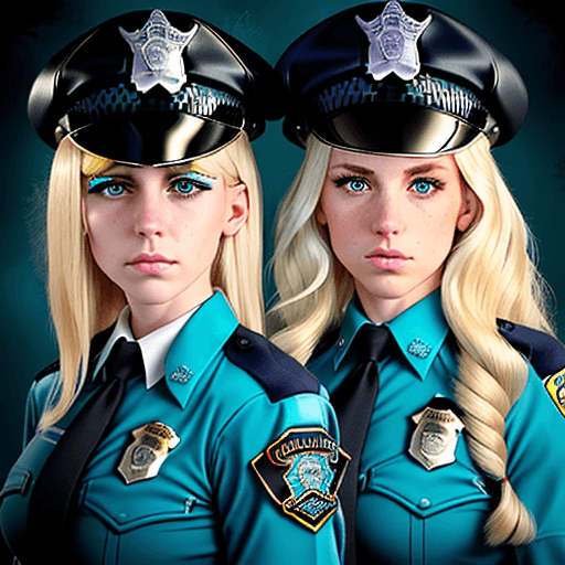 AI generated: young; caucasian; serious; modelesque Officers Ariel Bellingham and Allison Pierz of the Miltona Pol...