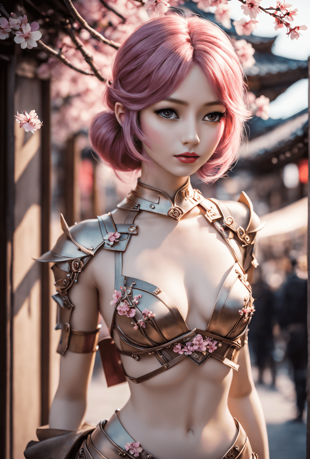 AI generated: cinematic film still Watercolor, upper body, masterpiece picture of a young woman, Delicate and slen...