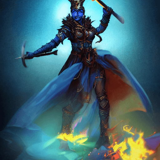 AI generated: mdjrny-v4 style Efreeti, humanoid genie, dungeons and dragons, blurred environment background, magic...