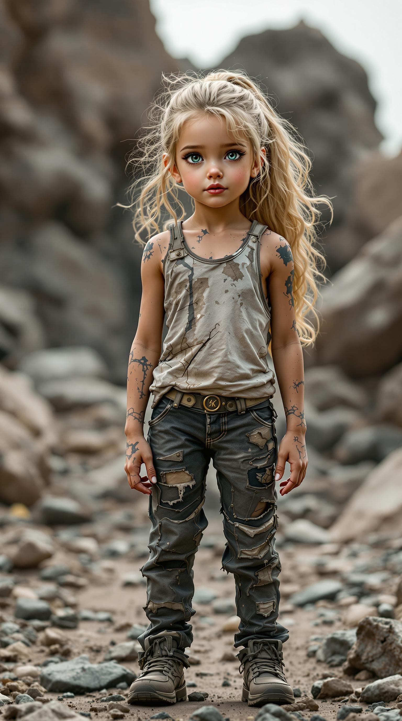 AI generated: a professional photo of a exceptionally beautiful girl in the world (age 7), (seven year old) post-a...