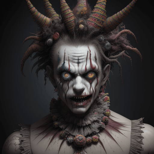 AI generated: Jared Padelecki ,zombie , uhd photorealisitc authentic psychotic angry madman wearing ornate clown c...