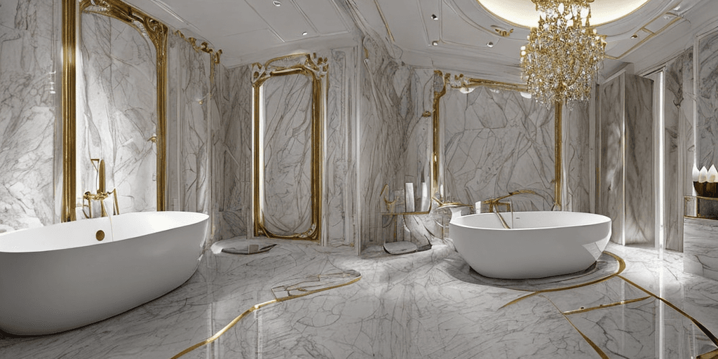 AI generated: visualize a modern luxury bathroom interior from a front-view perspective, features an elegant white...