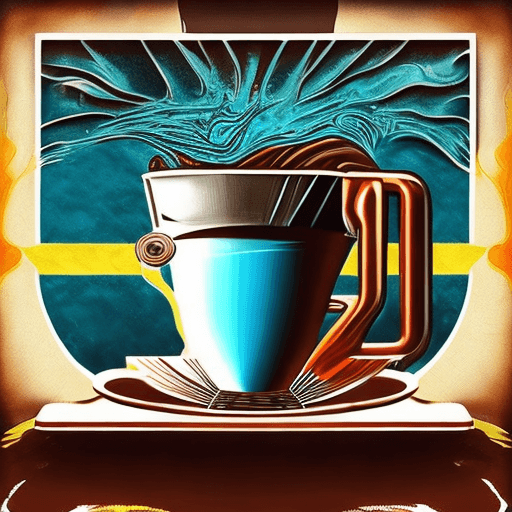 AI generated: art deco coffee art, in the style of expressive facial animation, afrofuturism, paint dripping techn...