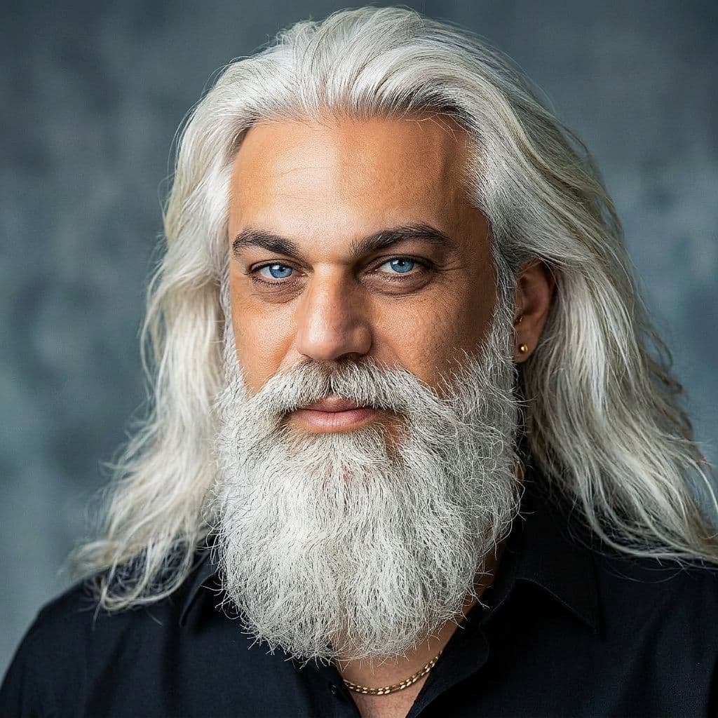 AI generated: {
  "subject_and_concept": {
    "subject": "A striking, middle-aged man with a Viking-inspired aest...