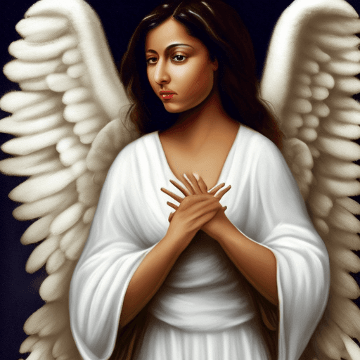 AI generated: woman with latin skin colour as an angel with white dress