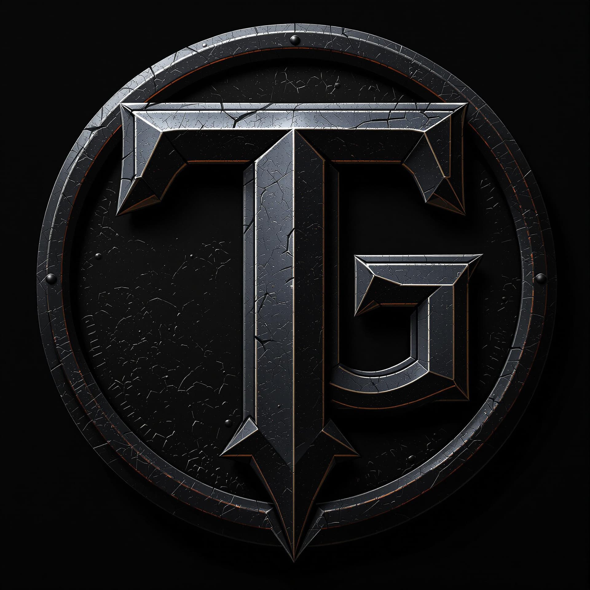 AI generated: Game Icon with letters T and G in a heavy and dark military style