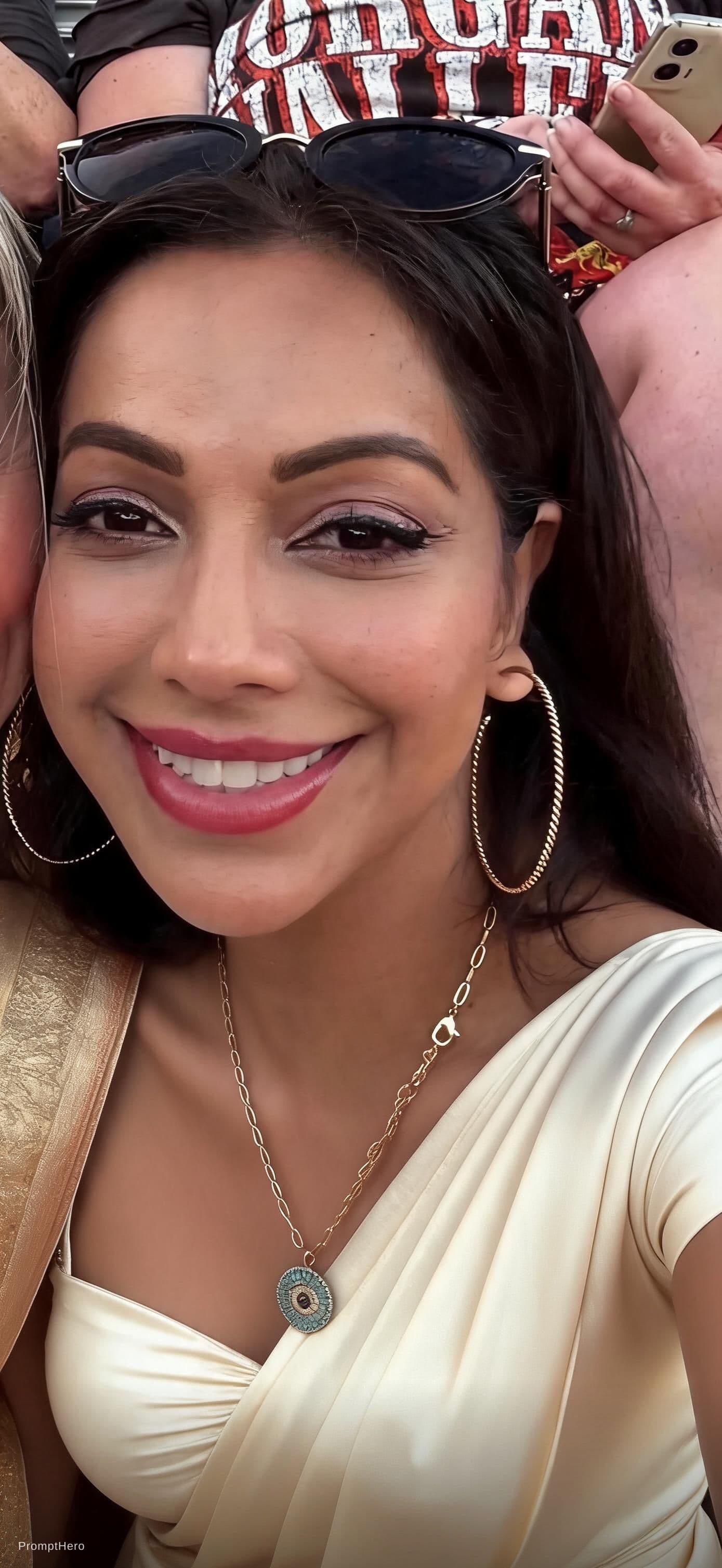 AI generated: sexy girl in revealing saree, huge bossom