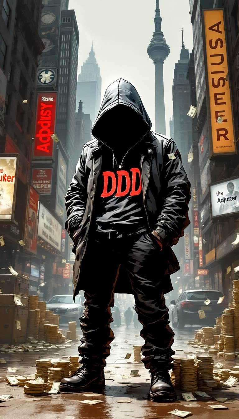 AI generated: Full body shoot image of an animation male hooded character with covered mouth standing and waiting ...