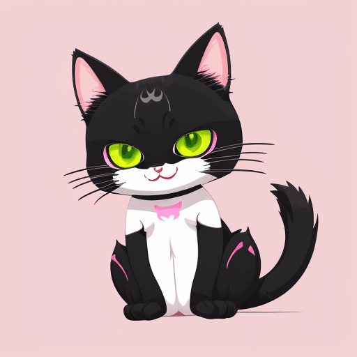 AI generated: Cute Vector | Vector cat character for t-shirt design, pink, RED, yellow, green colored, clean and b...