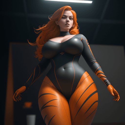 AI generated: curvy girl with shor hair,  full body,  beautiful, orange hair, , 3d, 8k, super detailed face, reali...