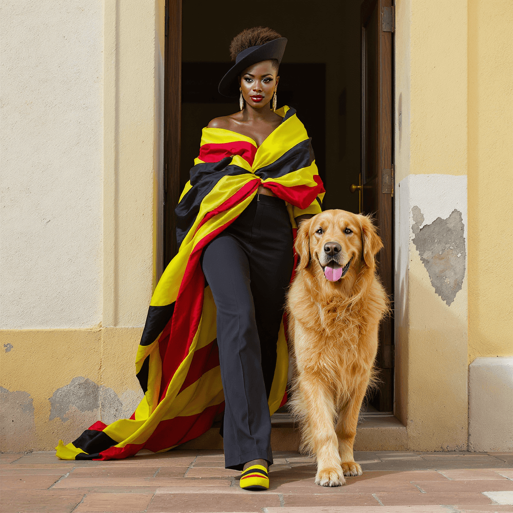 AI generated: Create a 4k ultra-realistic image capturing a full-body scene of a stunning African woman and her go...