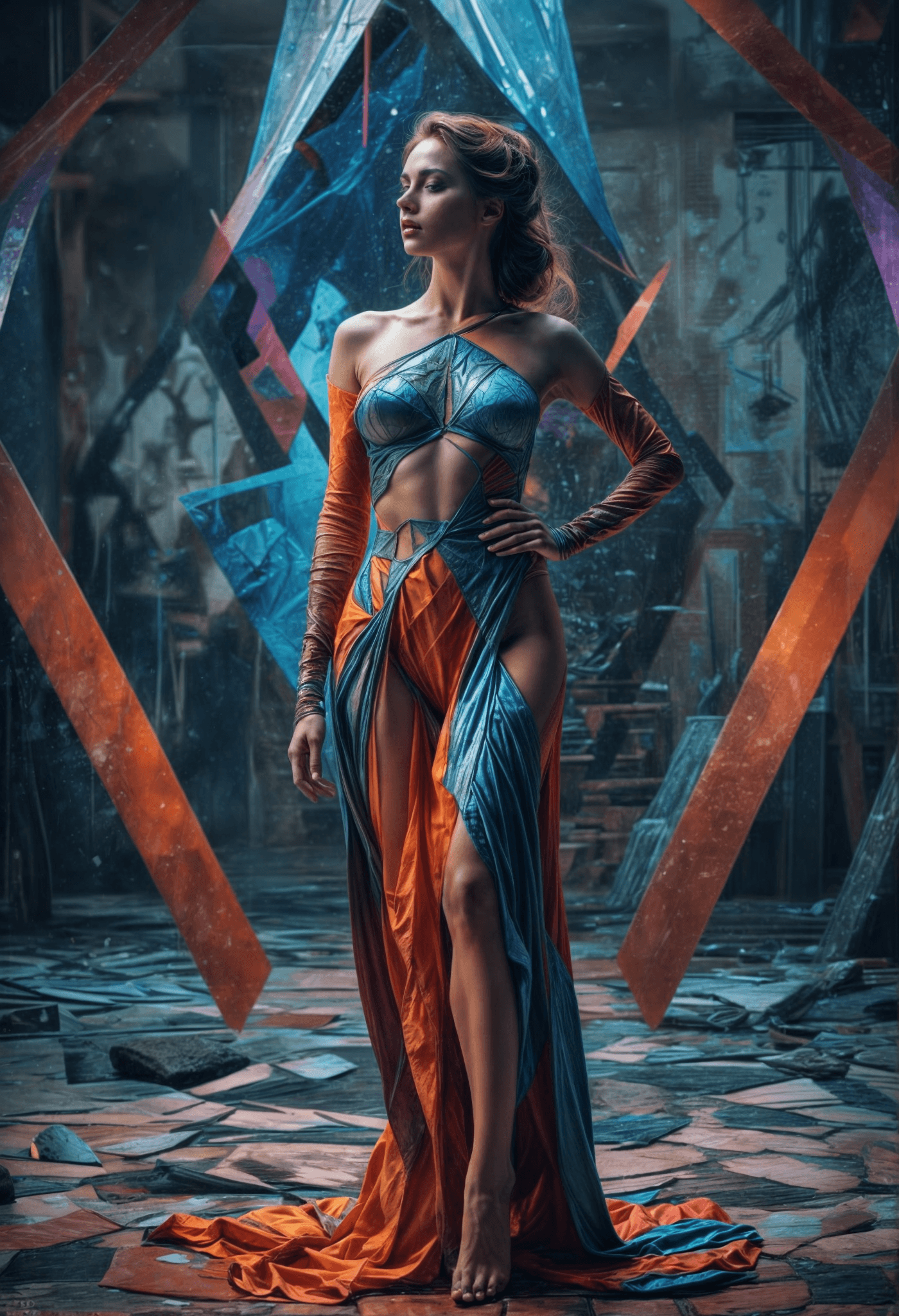 AI generated: Image of a beautiful woman,Surreal, full body, mystique, beautiful woman, geometric shapes, ubiquito...