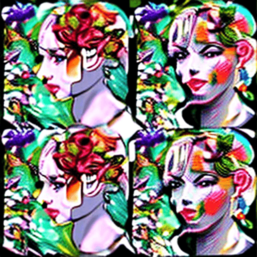 AI generated: picture of a girl dressed in flowers, in the style of artgerm, loose linework, lush and detailed, de...