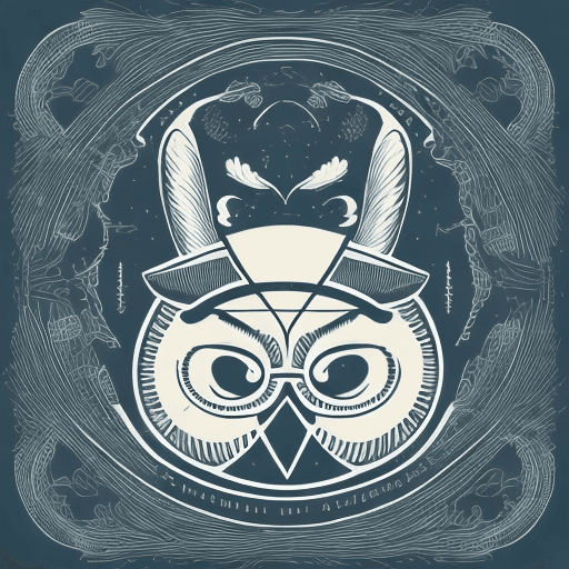 AI generated: flat minimal logo, vector illustrator, monotone, simple graphic of (an owl with cooking hat) ((datab...