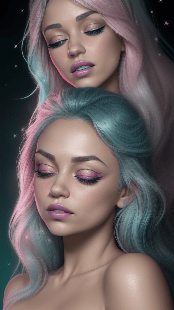 AI generated: "photorealistic, ultra realistic, glowing cyan hair, closed eyes, \n([Mila Kunis|Emily Blunt|Ariana ...