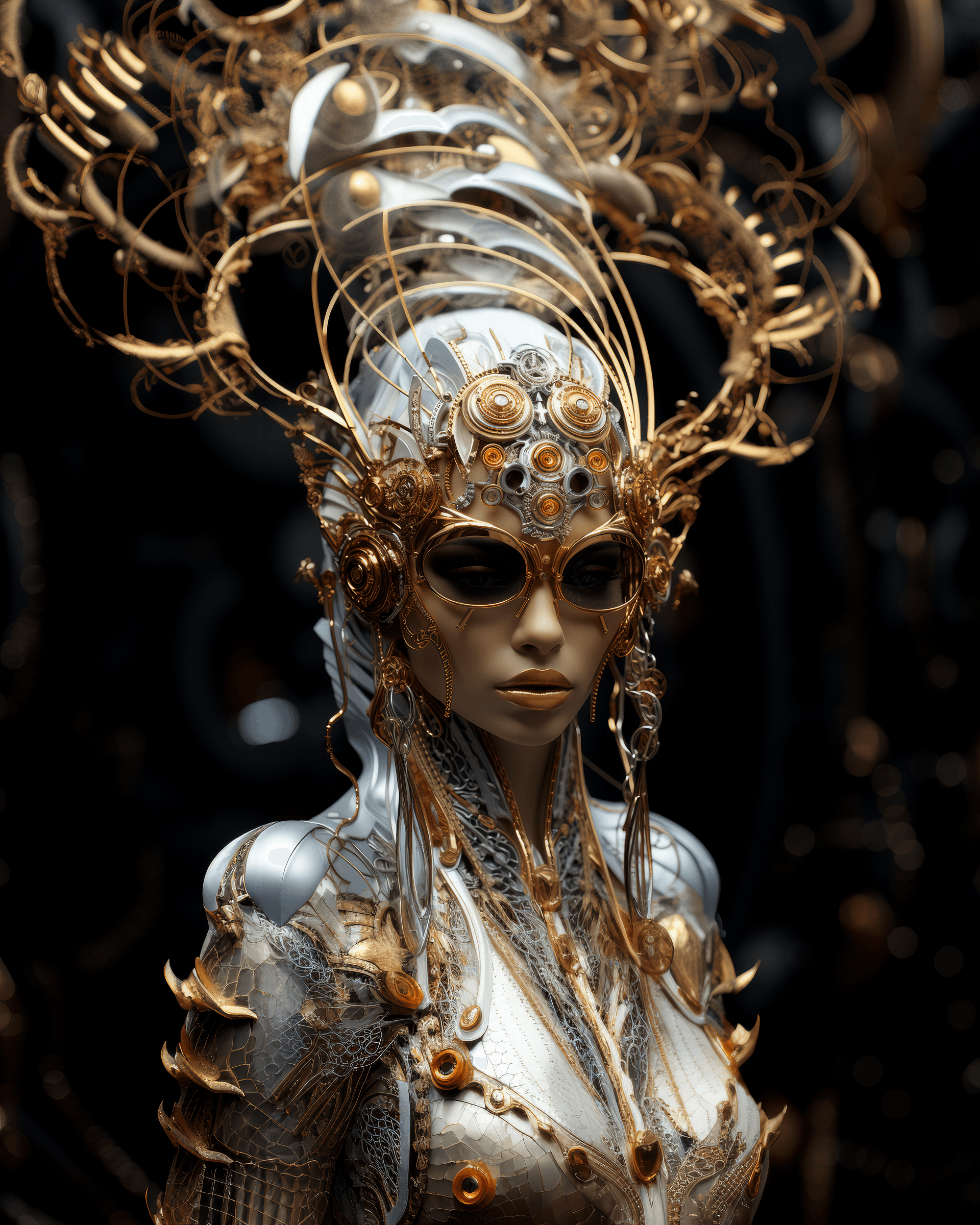 AI generated: art from the 'art of control' collection by jasper harvey, in the style of futuristic optics, silver...